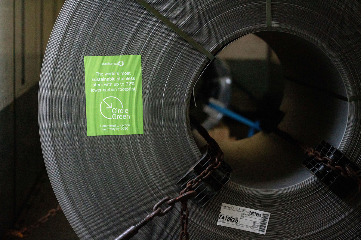 A coil of Circle green stainless steel
