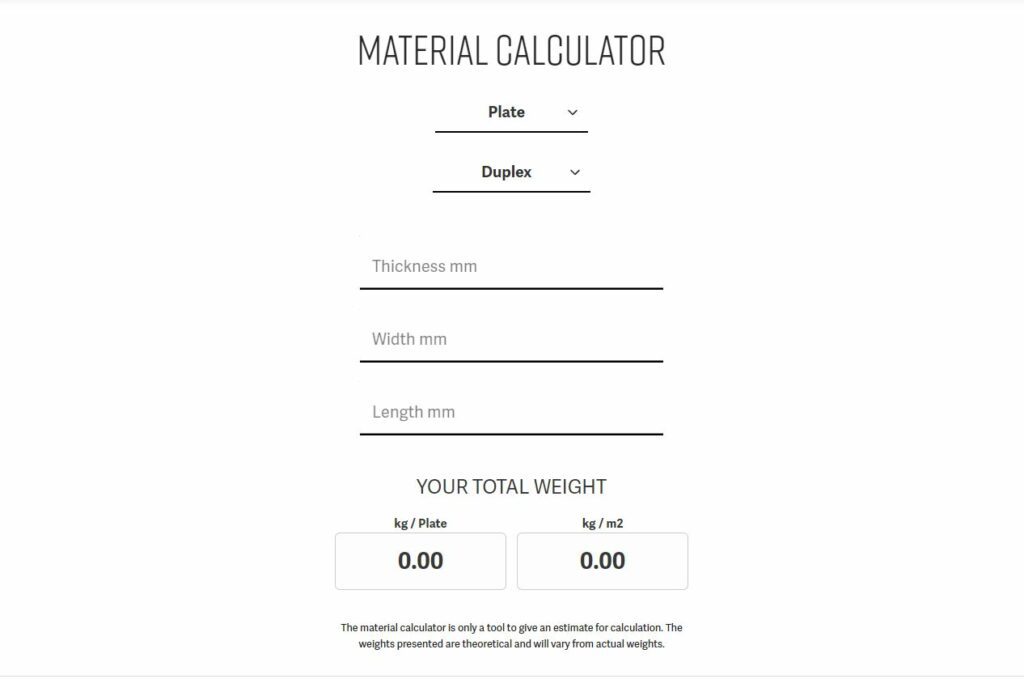 our material calculator
