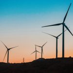Windmills in sunset