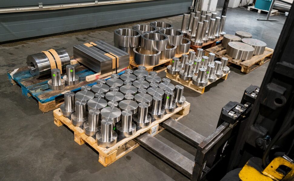 Forged steel on pallets
